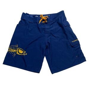 Tormenter Fish Skeleton Board Shorts Blue Men’s Sz 34